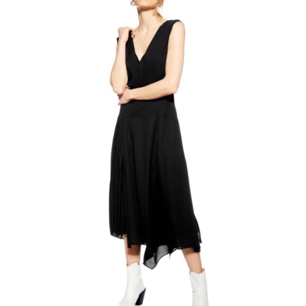 NWT|TOPSHOP|Pleated Pinafore Midi Dress|Size 8